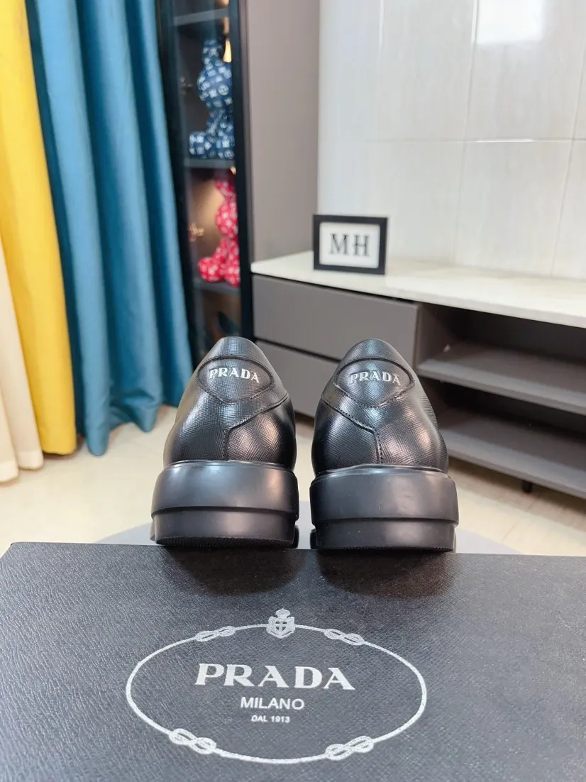 Men's shoes 💰540🌹🌹【PRADA Leather Shoes】Top purchasing agency Original imported Italian custom-made open-edge beaded cowhide leather surface, fully imported water-dyed breathable cowhide lining, original factory special molded sole super comfortable, size: 38-44